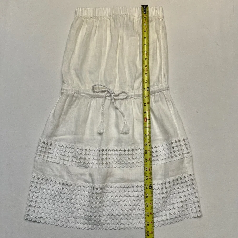 Vineyard Vines White 100% Linen Strapless Eyelet Lace Resort Dress Size XXS